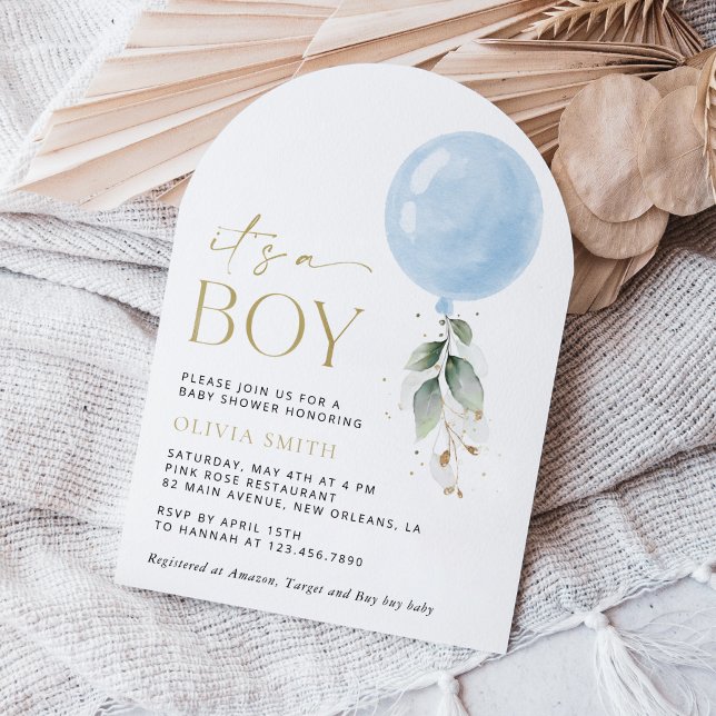 Invitation Balcon Bleu, Eucalyptus, Verdure, Baby shower (Créateur téléchargé)