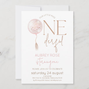 Invitation Balcon rose moderne 1er anniversaire impeccable
