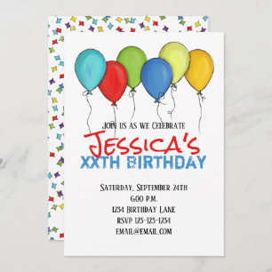 Invitation Balcons d'anniversaire Confetti Fête moderne