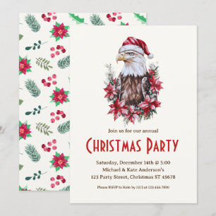 Invitation Bald Eagle à Santa Hat Fête patriotique de Noël