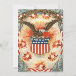 Invitation Bald Eagle American Flag Shield Fireworks