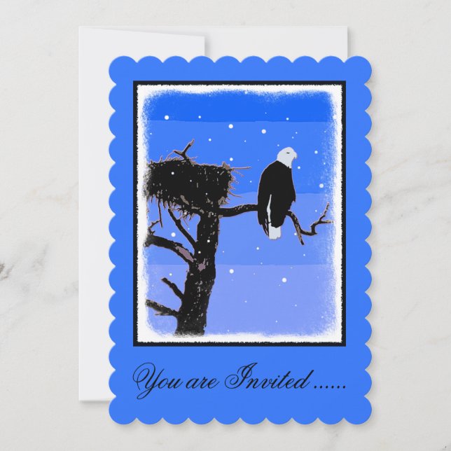 Invitation Bald Eagle en hiver - Art original de la faune (Devant)