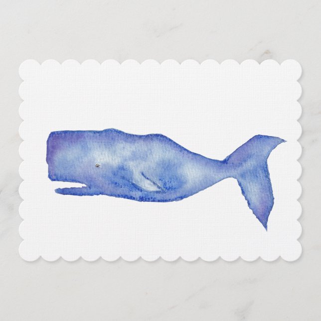 Invitation Baleine à l'aquarelle  (Devant)