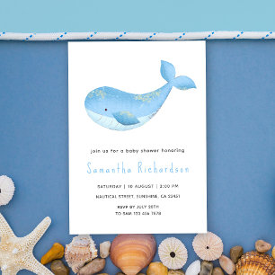 Invitation Baleine aquatique sous le Baby shower marin