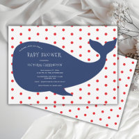 Baleine bleue Baby shower Polkadot rouge