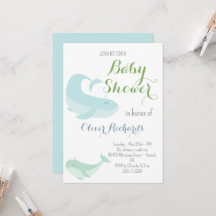 Invitation Baleine Bleue Fête de Naissance Fille Océan Pastel