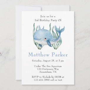 Invitation Baleine Bleue Sous La Mer Boy Anniversaire