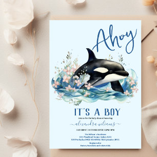 Invitation Baleine d'eau sous le Baby shower de mer Invitat