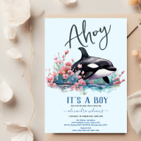 Baleine d'eau sous le Baby shower de mer Invitat