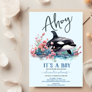 Invitation Baleine d'eau sous le Baby shower de mer Invitat