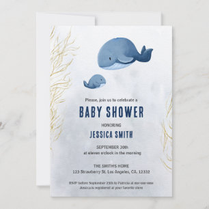 Invitation Baleine marine sous le Baby shower marin