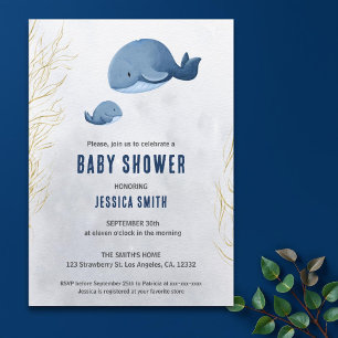 Invitation Baleine marine sous le Baby shower marin