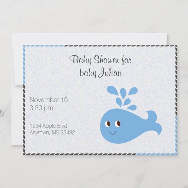 Invitation Baleine mignonne avec Baby shower personnalisé Spo (Devant)