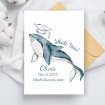 Baleine moderne simple fait White Blue Grad Party