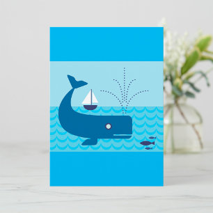 Invitation Baleine nautique et voilier mer bleue océan