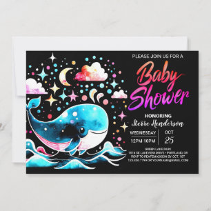 Invitation Baleine nautique sous le Baby shower des filles de