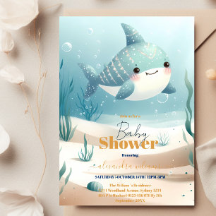 Invitation Baleine sous le Baby shower d'aquarelle bleu marin
