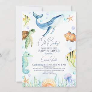 Invitation Baleine sous le Baby shower marin