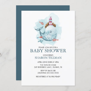 Invitation Baleine sous le Baby shower Sea Boy