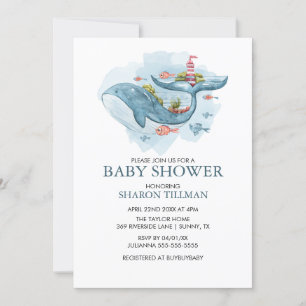 Invitation Baleine sous le Baby shower Sea Boy