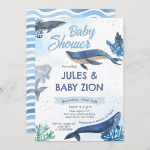 Invitation Baleine - Sous l'invitation du Baby shower marin