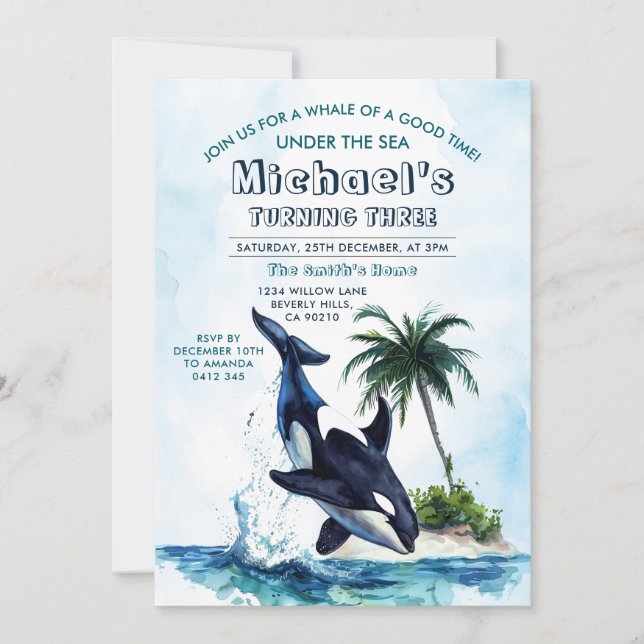 Invitation Baleine tueuse d'un bon temps Ocean Sea Anniversai (Devant)