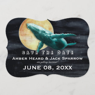 Invitation Baleine volant vers la Lune Mariage Enregistrer la