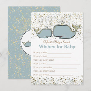 Invitation Baleines bleues et d'or Wales pour Baby shower Gam