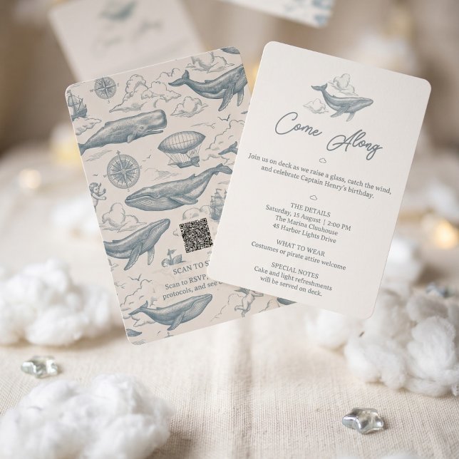 Invitation Baleines dans les Nuages | Anniversaire Voyage Cél (Styled Shot)