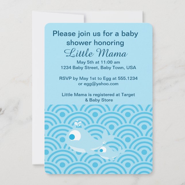 Invitation Baleines et Vagues ! Baby shower (Dos)