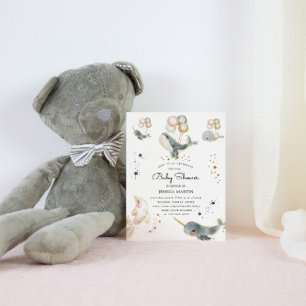 Invitation Baleines Magiques Et Étoiles Baby shower Virtuel