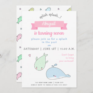 Invitation Baleines mignonnes - Anniversaire de enfant Pool P
