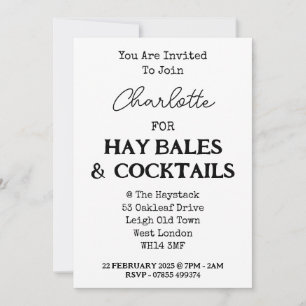Invitation Bales De Hay Et Cocktails Élégante Fête De Bachelo