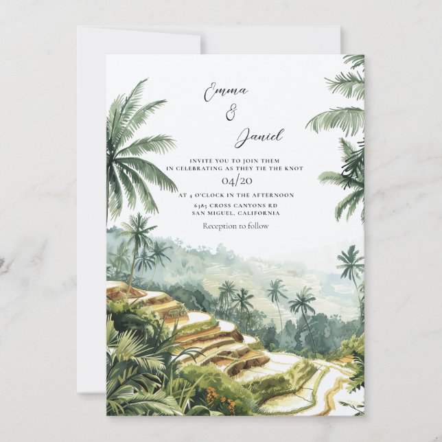 Invitation Bali Paysage Destination Mariage (Devant)