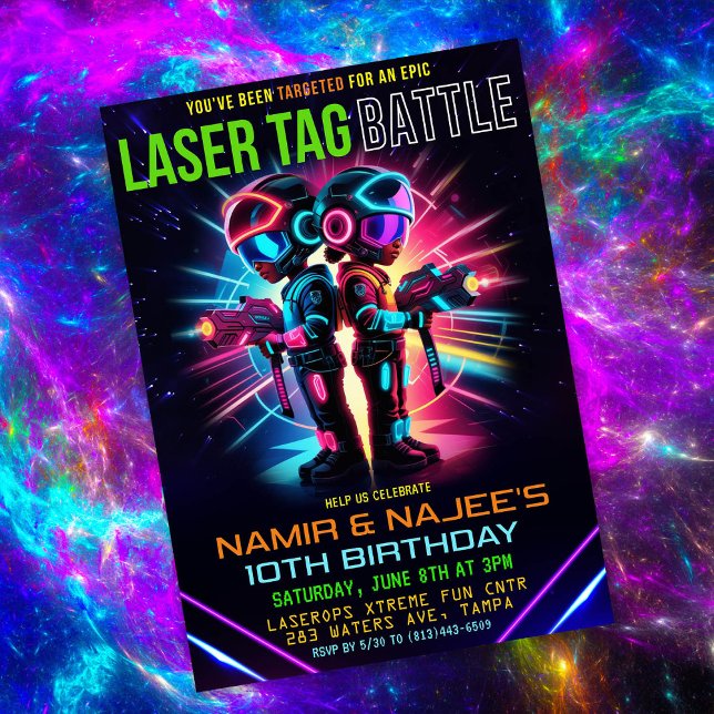 Invitation Balise laser afro-américaine anniversaire (Créateur téléchargé)