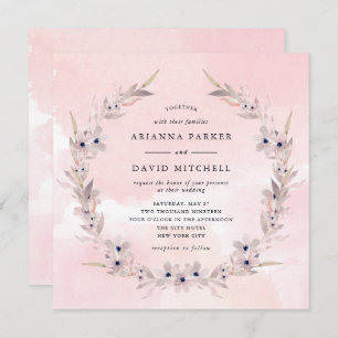 Invitation Balises d'aquarelle  Vague florale rose rousse