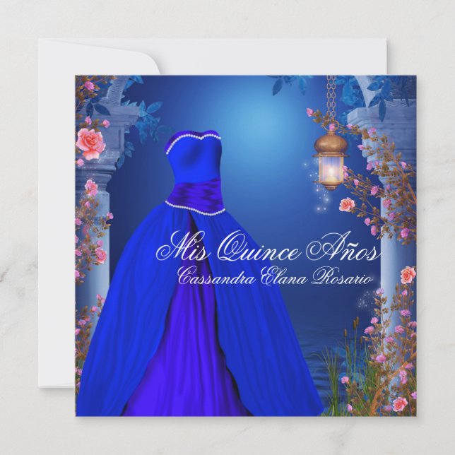 Invitation Ball Gown Royal Navy Blue Rose Quinceanera (Devant)