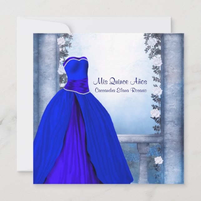 Invitation Ball Gown Royal Navy Blue Rose Quinceanera (Devant)