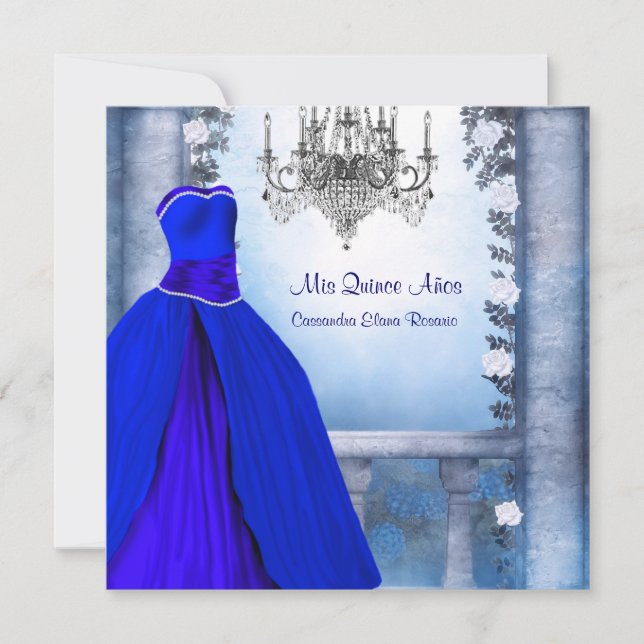 Invitation Ball Gown Royal Navy Blue Rose Quinceanera (Devant)