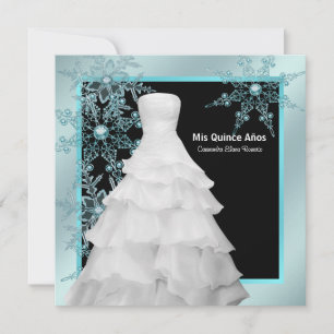 Invitation Ball Gown Turquoise Blue Hiver Flèches de neige Qu