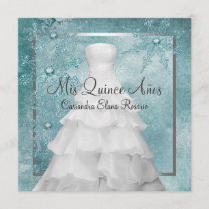 Invitation Ball Gown Turquoise Blue Hiver Flèches de neige Qu