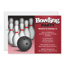 Ball & Pins Red Bowling Anniversaire Fête Invitati