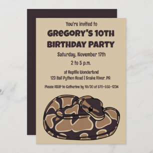 Invitation Ball Python Snake, Brown et Tan Personnalisé
