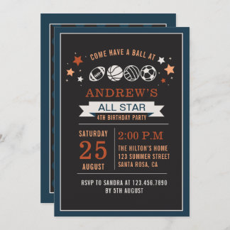 Invitation Balle d'anniversaire de toutes les étoiles