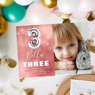 Invitation Balle d'argent du troisième anniversaire   Pink Ph