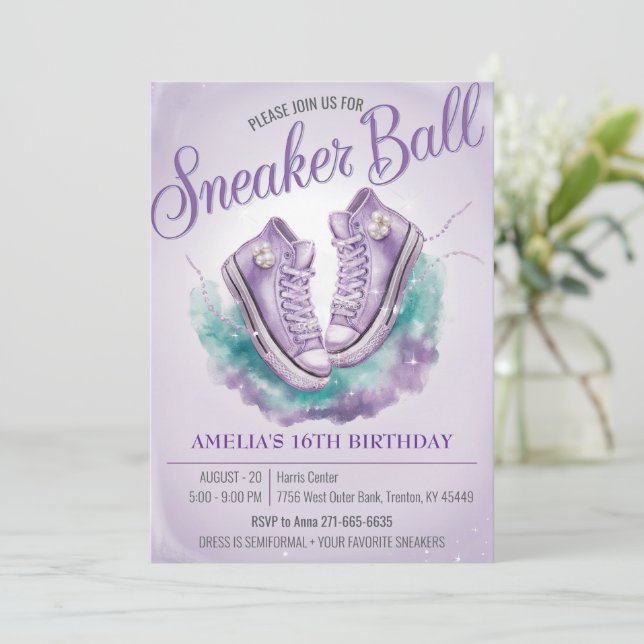Invitation Balle de Basket personnalisée Sweet 16e anniversai (Debout devant)