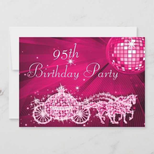 Invitation Balle de disco, Princesse Coach & Chevaux 95e Anni (Devant)