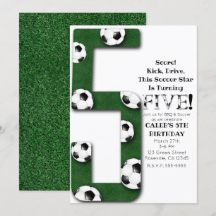 Invitation Balle de foot Five 5 5e fête d'anniversaire