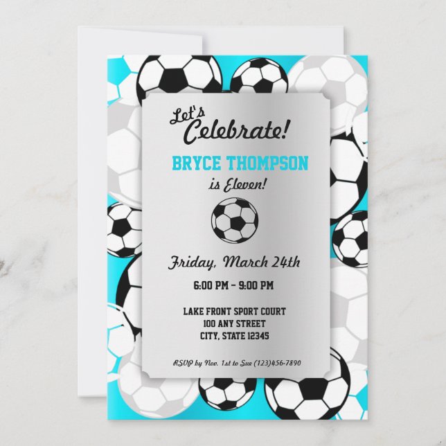 Invitation Balle de football fête d'anniversaire (Devant)