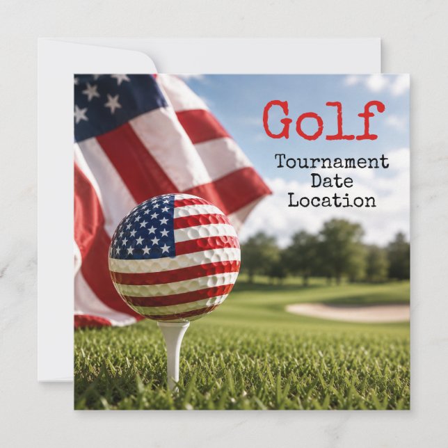 Invitation Balle de golf avec tournoi de golf du drapeau amér (Devant)